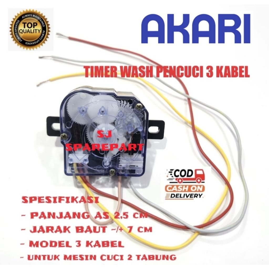 TIMER WASH MESIN CUCI AKARI 2 TABUNG 3 KABEL / TIMER MESIN CUCI AKARI