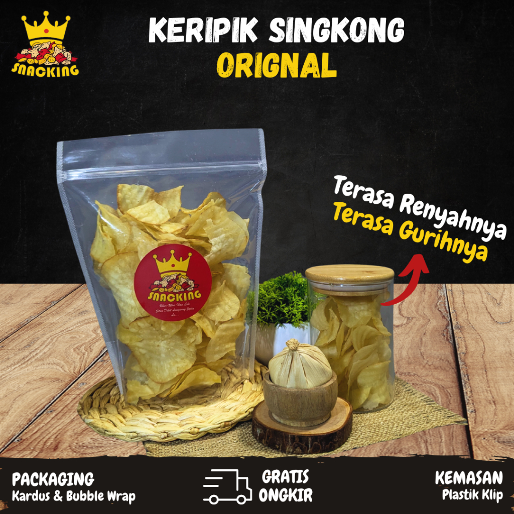 

Keripik Singkong Original Renyah Asin Gurih Makanan Ringan Cemilan Snack Kiloan 250gr 150gr
