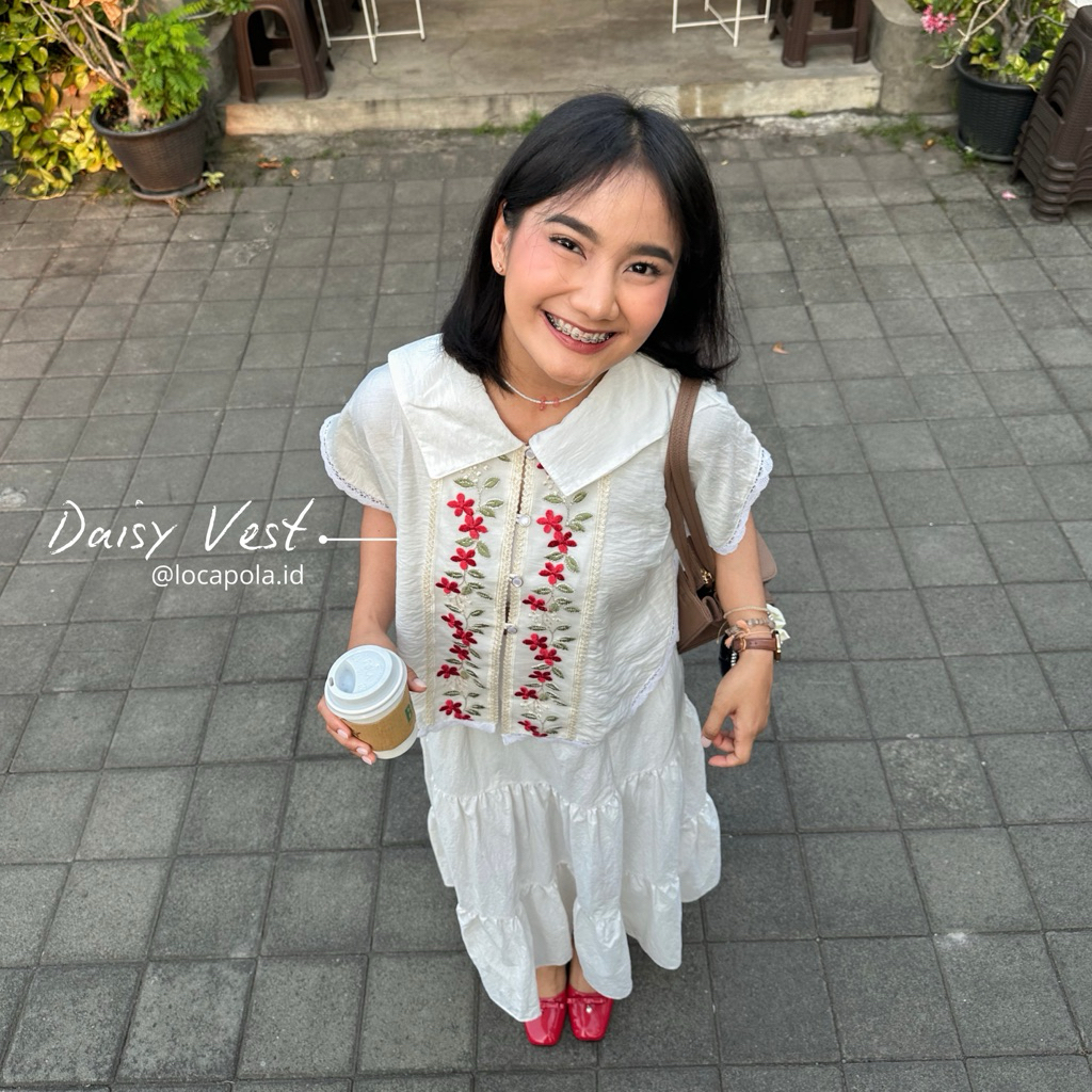 [LOCAPOLA] Daisy Vest | Outer Brukat/Bordir Vest Kondangan / Vest Vintage Lebaran
