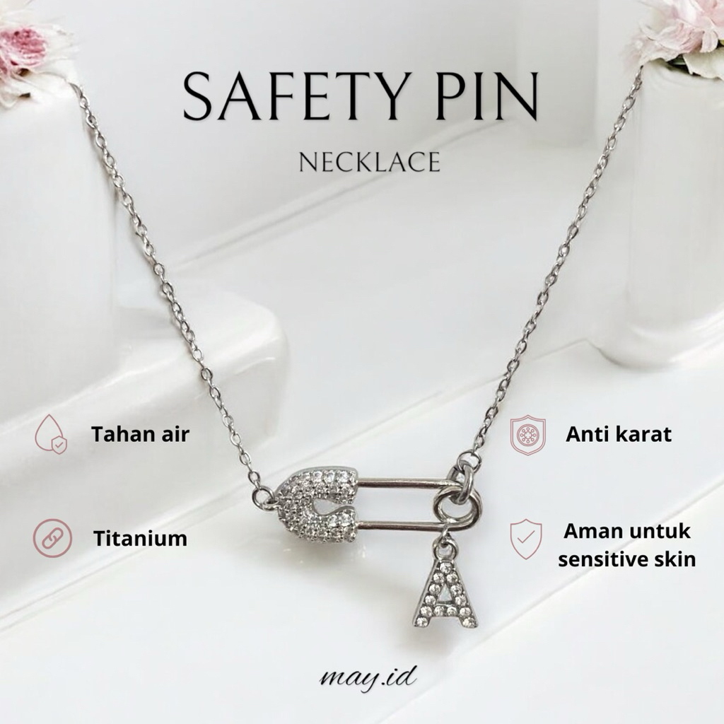 Safety Pin Necklace | Kalung peniti Titanium Anti Karat | may.id