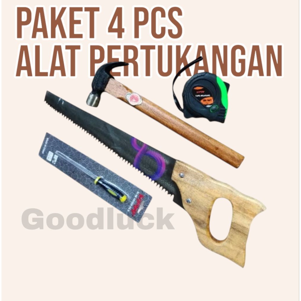 Paket Tukang Gergaji Palu / Alat Tukang Lengkap Gergaji Baja Super Tajam Kikir Gergaji Meteran / Ala