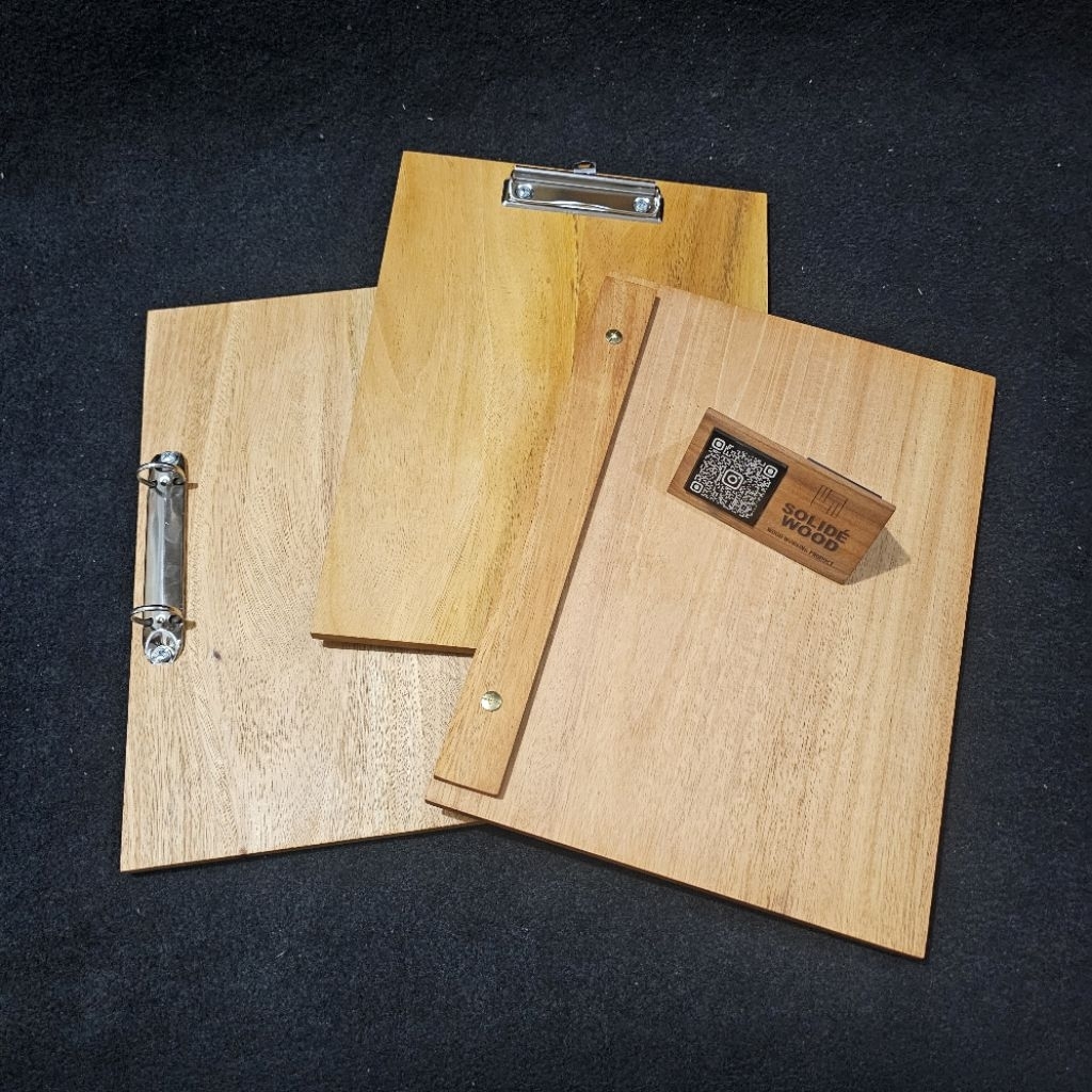 

Papan buku menu kayu Cafe Resto A4 A5 kayu solid 100% ( bukan plywood / triplek ) ring binder menu holder