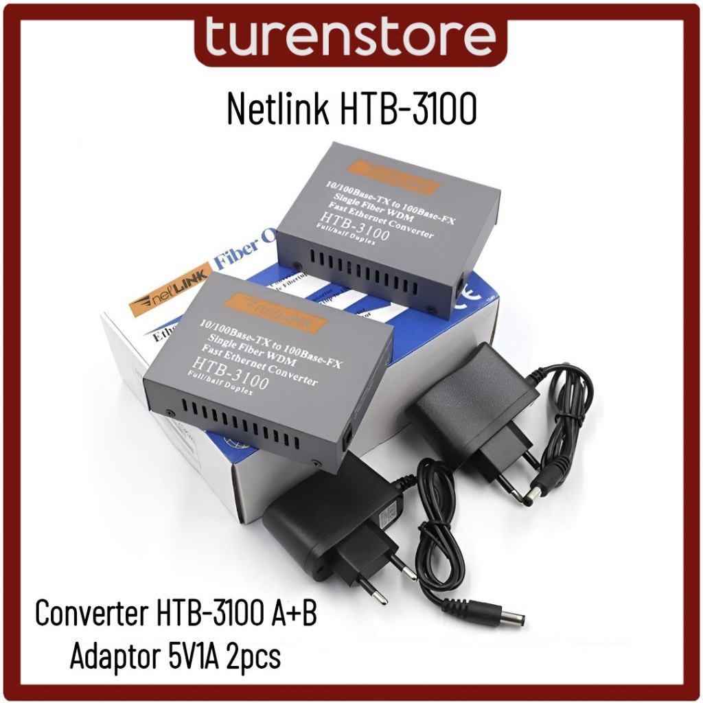 Netlink Eterlink HTB-3100 AB Sepasang Media Converter Fiber Optic FO