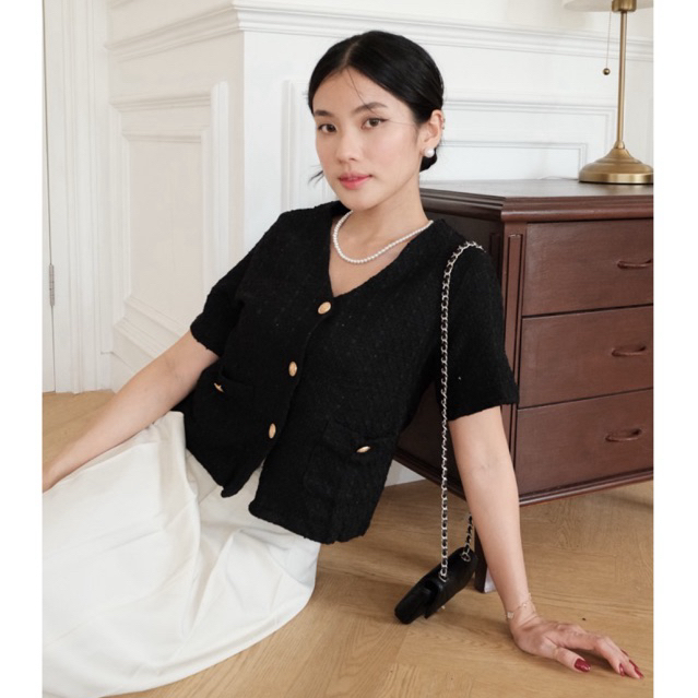 NETTLE - BIANCA TOP | Atasan Baju Wanita Tweed / Kemeja Wanita / Blouse Wanita