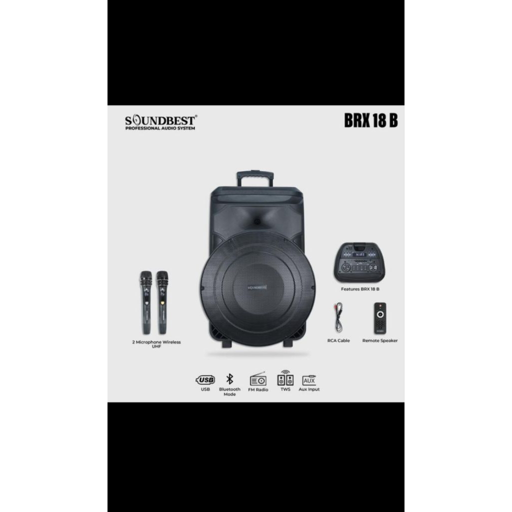 Speaker Portable Wireless 18"inch Soundbest BRX-18B Original