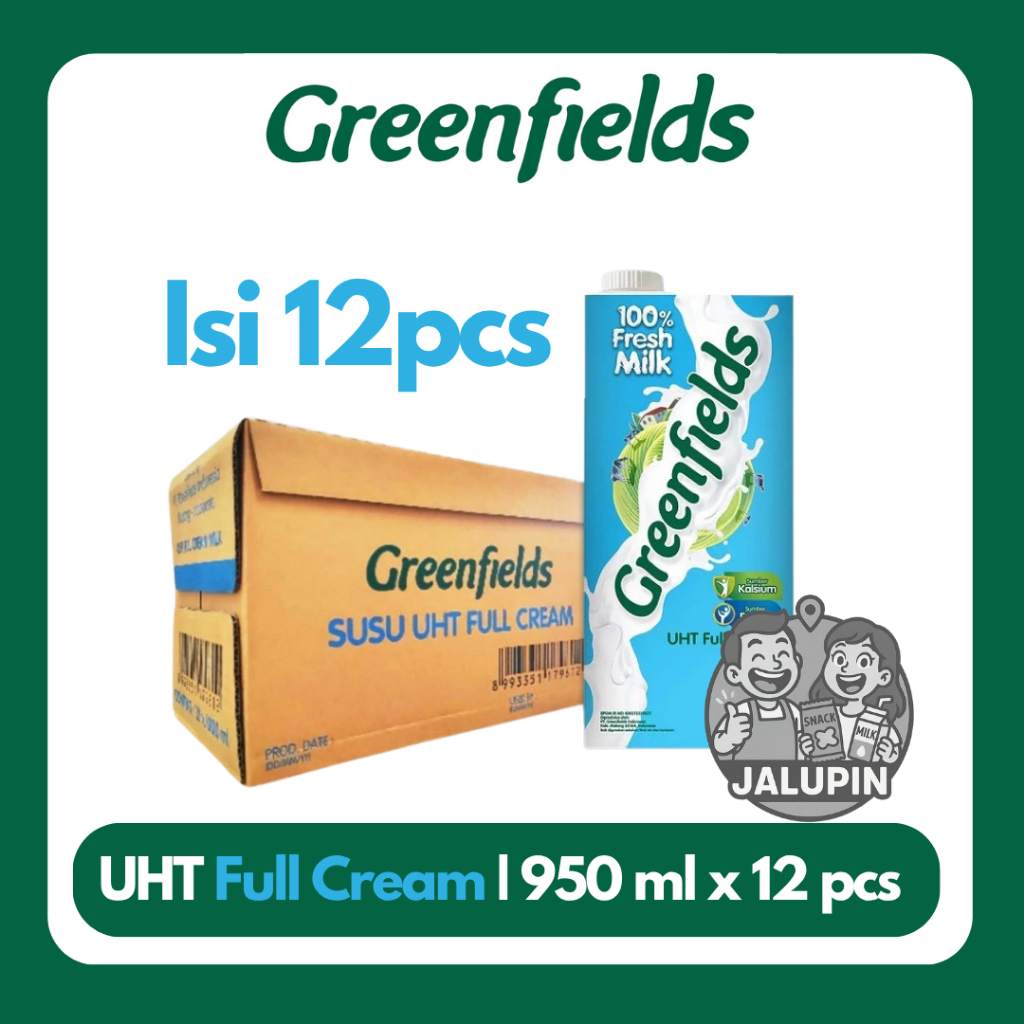 

[SUPER HEMAT 950ML x 1 KARTON] Susu Greenfields UHT Full Cream, Strawberry, Chocolate 950ml x 1 Karton (12pcs)