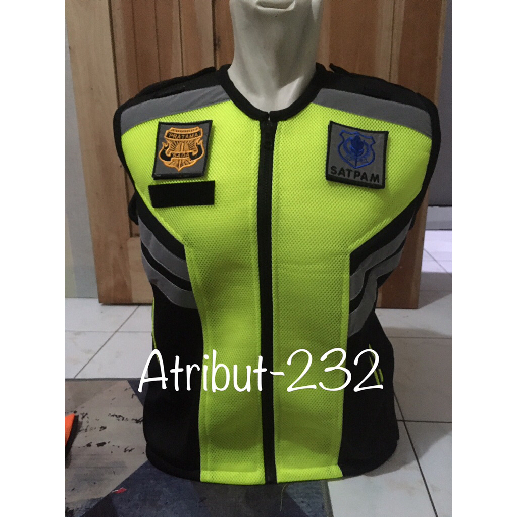 Rompi satpam security Jala Double Mesh Gratis Papan Nama Bordir Timbul