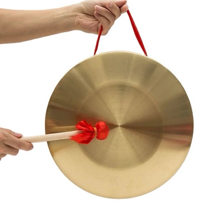 18CM Gong Cina Gong Tangan Perunggu Gong Luo Kuningan Mainan Musik Untuk Peringatan Dini Dan Hiburan
