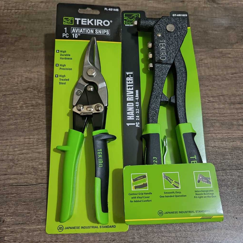 KODE O88L TEKIRO 2 SET Paket Tang Rivet  Gunting Baja Ringan 1 Inch  Gunting Seng  Gunting Kanal Mur