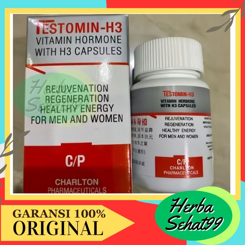 Testomin H3 Vitamin Hormon kesuburan Stamina Pria dan Wanita - Asli Original C/P