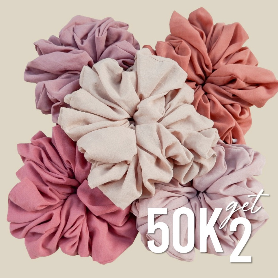 KODE M67J Lozy Hijab  Scrunchie Plain Big 5K Get 2 Ikat Rambut Cepol Hijab