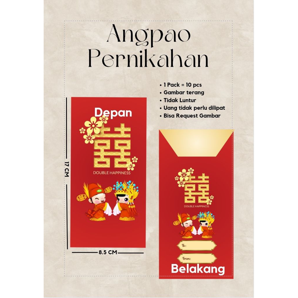 

Amplop angpao wedding chinese shuang xi amplop undangan pernikahan kondangan isi 10 pcs