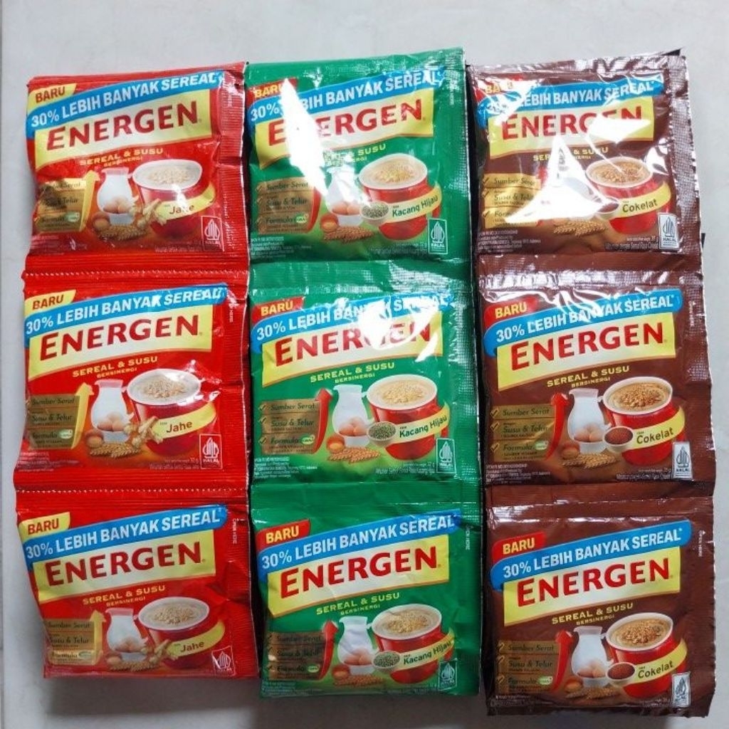 

Energen Susu Sereal 1 renceng isi 10 sachet / Cokelat / Kacang Hijau / Jahe / Toko Berkah Kwangsan