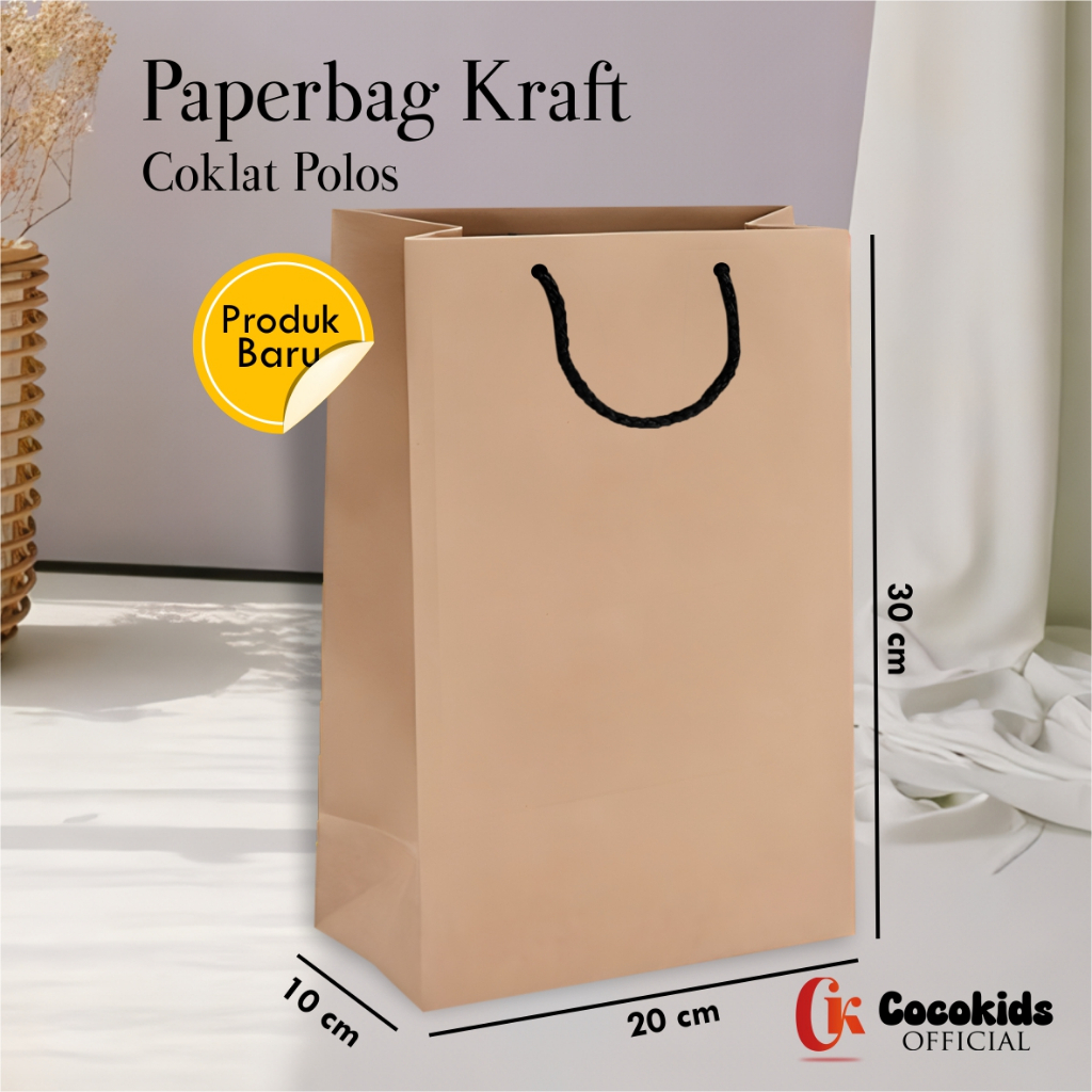 

[12PCS] PAPER BAG COKLAT KRAFT POLOS READY STOCK - TAS SOUVENIR PERNIKAHAN UKURAN 20 x 30 x 10 CM
