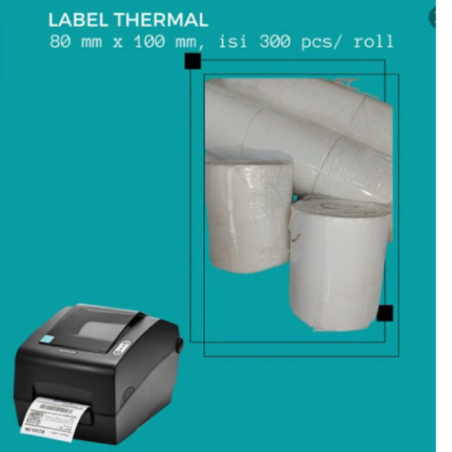 

Label Sticker Etiket Thermal 80mm X 100mm Putih Isi 300pcs / roll