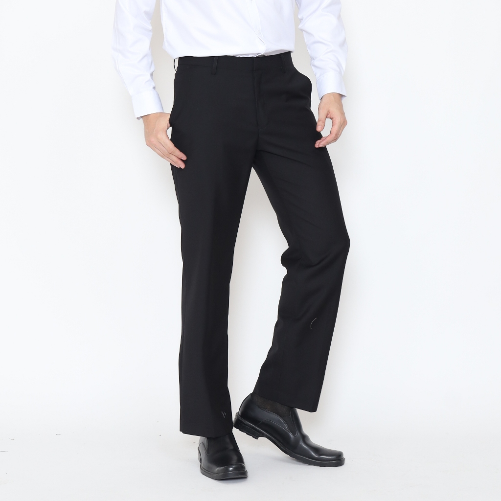 Lawell Celana Panjang Pria Formal Kerja Regular Fit Hitam -  Formal Long Pants Black | RUPERT-R