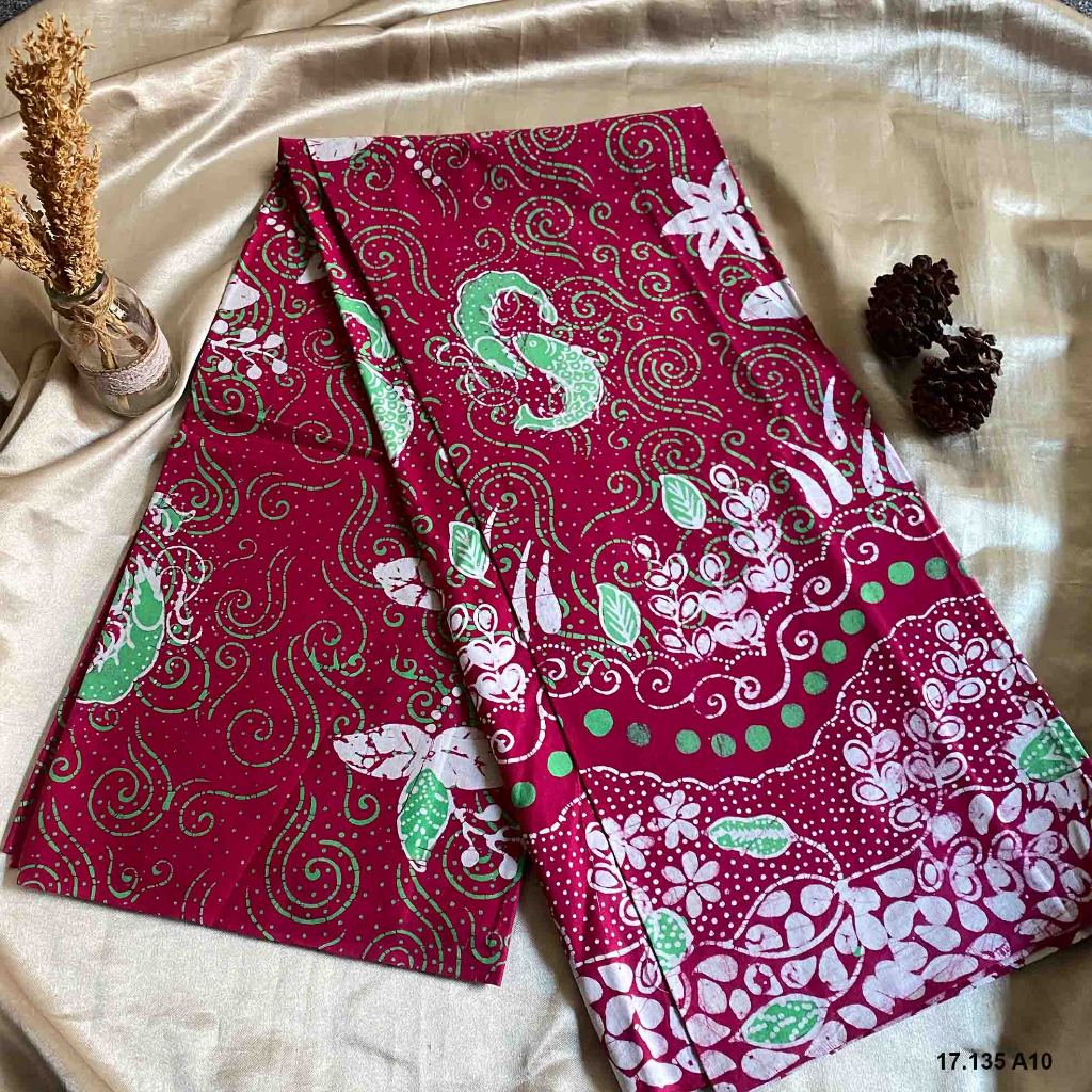 Batik Tulis Asli Madura -Motif Udang Bandeng -New Arrivals Juni 2025 -Warna Merah Kepinkan Cantik -1