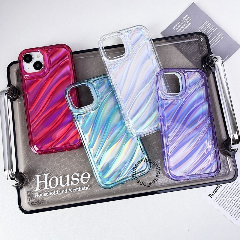 MN185 SILICONE PHONE CASE DAZZLE WAVE SHINY HOLOGRAM COLOUR FOR IPHONE 7 8 7+ 8+ X XS XR 11 12 13 14