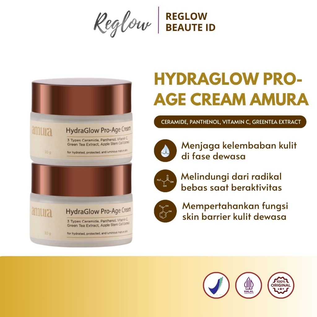 Amura HydraGlow Pro-Age Day Cream 30g | 3X Ceramide Memperkuat Skin Barrier