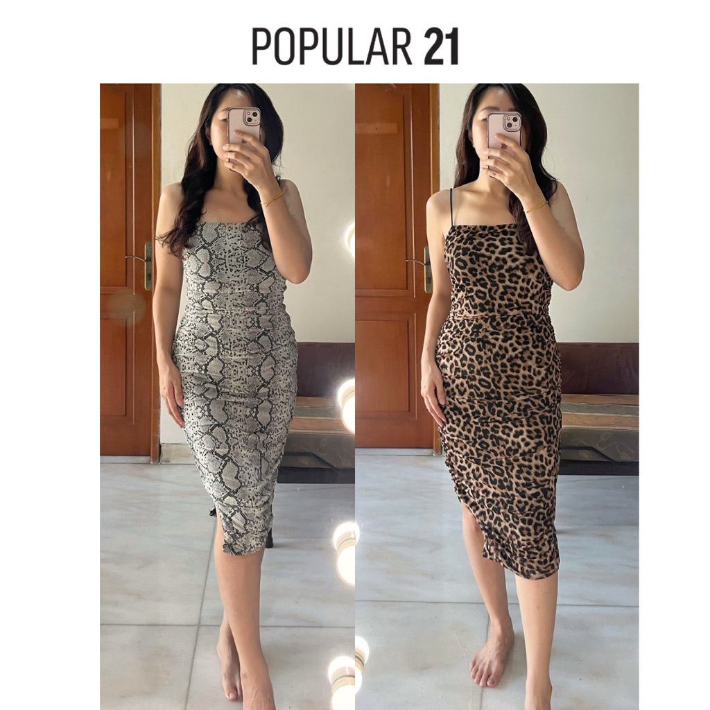 POPULAR 21 Print Midi Dress Lowback