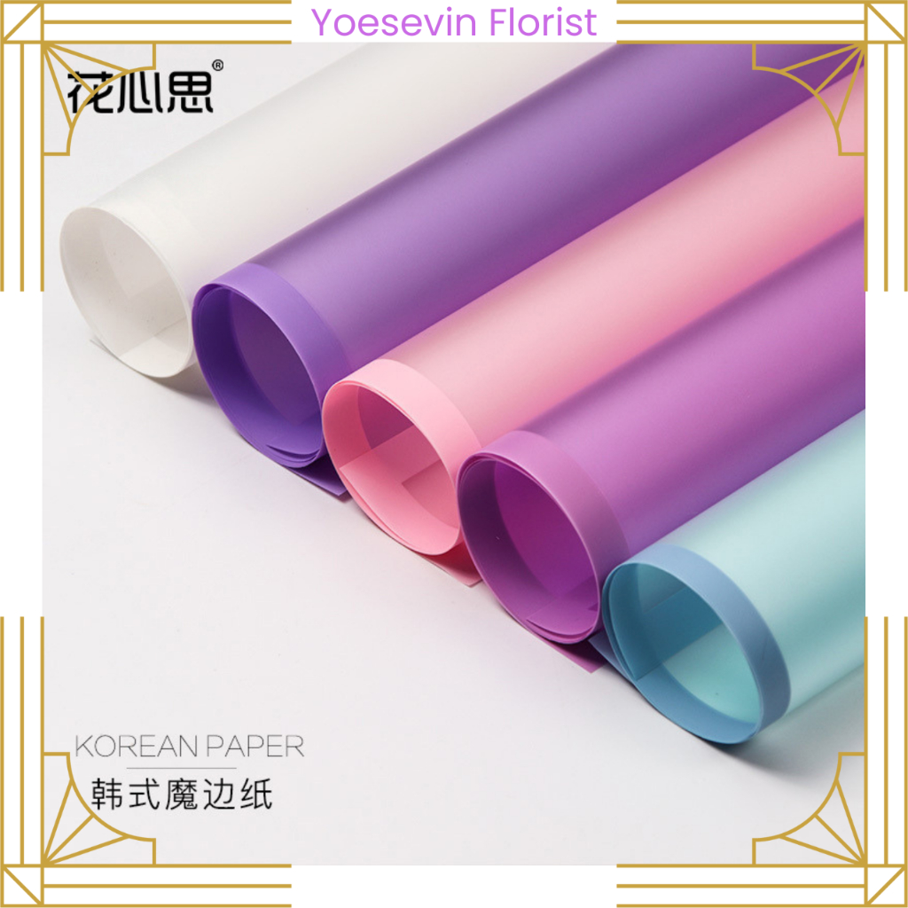 

KB05 Flower wrapping paper transparant waterproof line color Kertas buket bunga