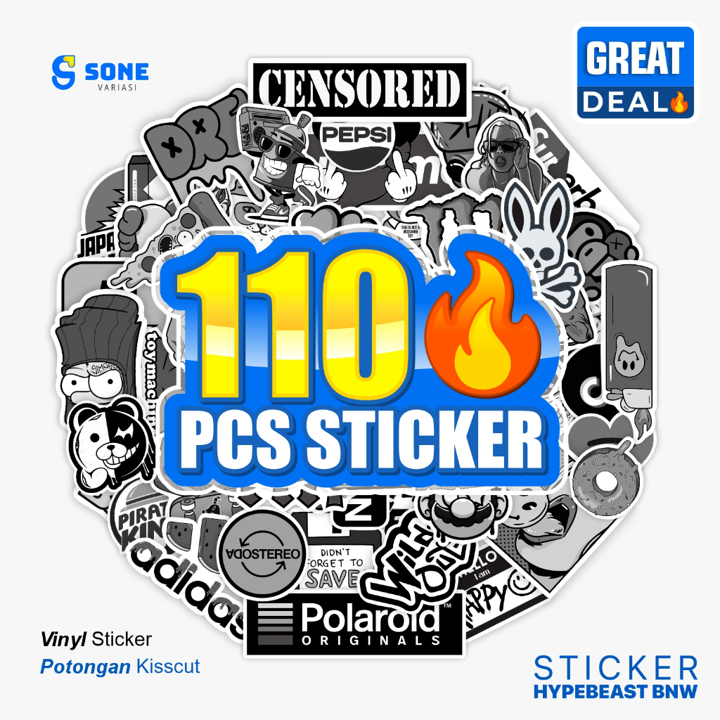 

Sticker Black and White Aesthetic Aksesoris Laptop Helm Koper Motor Casing HP Laptop Tumbler