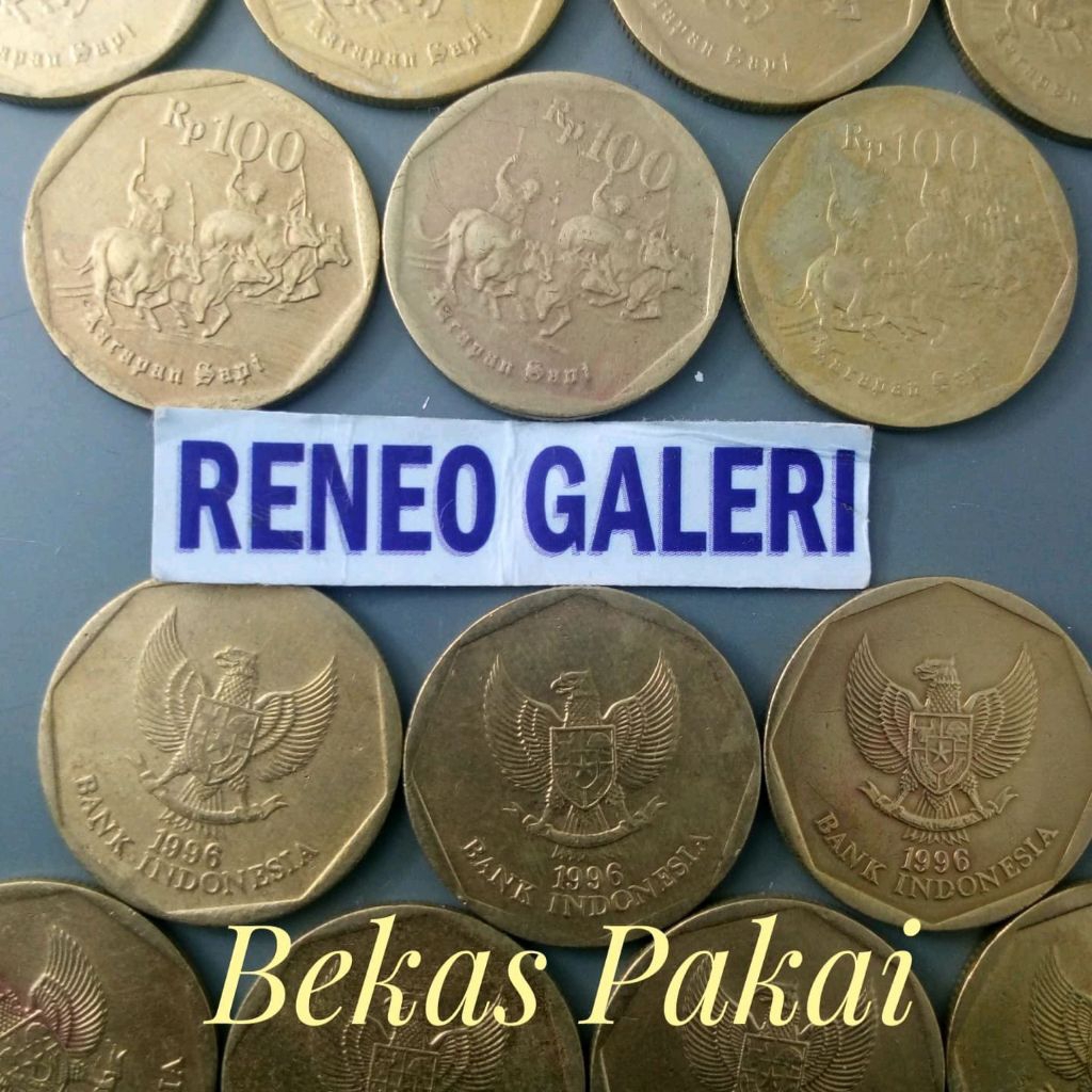 VF cuci 100 Rupiah Karapan Sapi Kuning uang koin kuno logam Indonesia original asli tahun campur 199