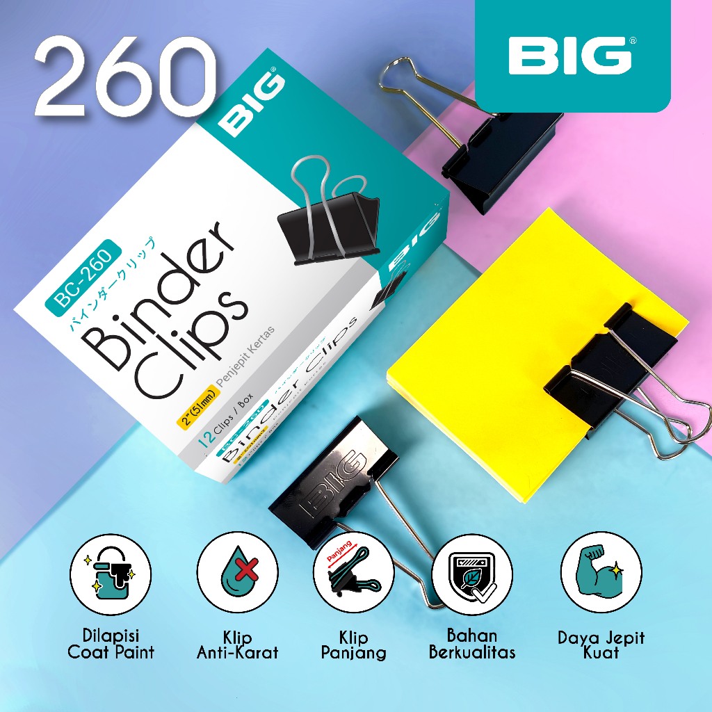 

BIG Binder Clip Klip Penjepit Kertas 260 BIG BC-260