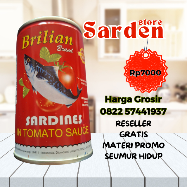 

Sarden Brilian Brand 155 gram | Rp7000/1Kaleng