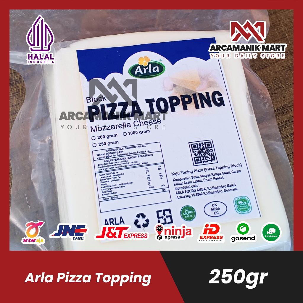 

Mozzarella Arla Pizza Topping Cheese 250gr Keju Arla toping pizza mozarela
