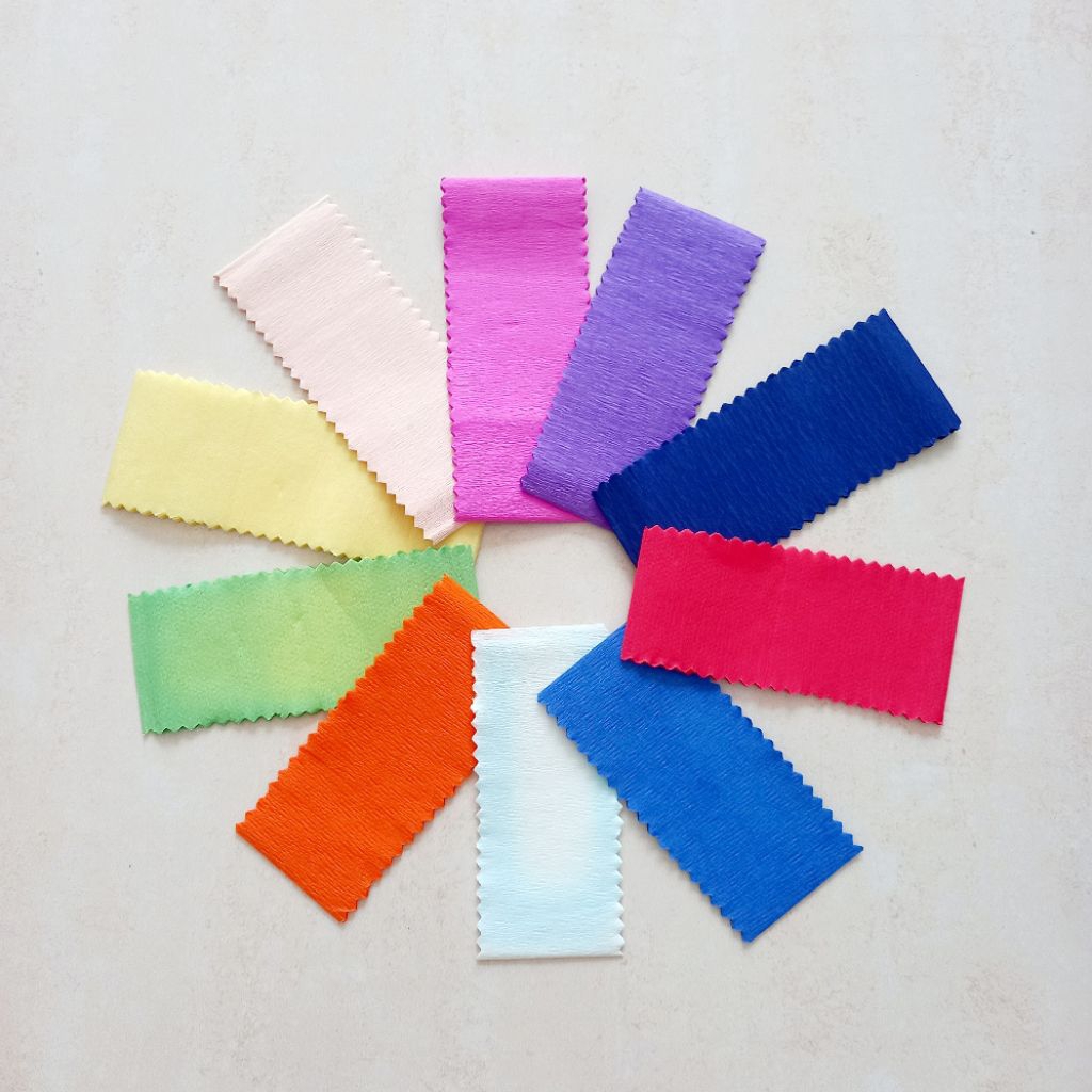 

[ PACK KECIL ISI 10 MURAH ] Kertas Krep Potong Warna Warni / Merah Putih Prakarya ( Ukuran 5 cm x 1.2 m )