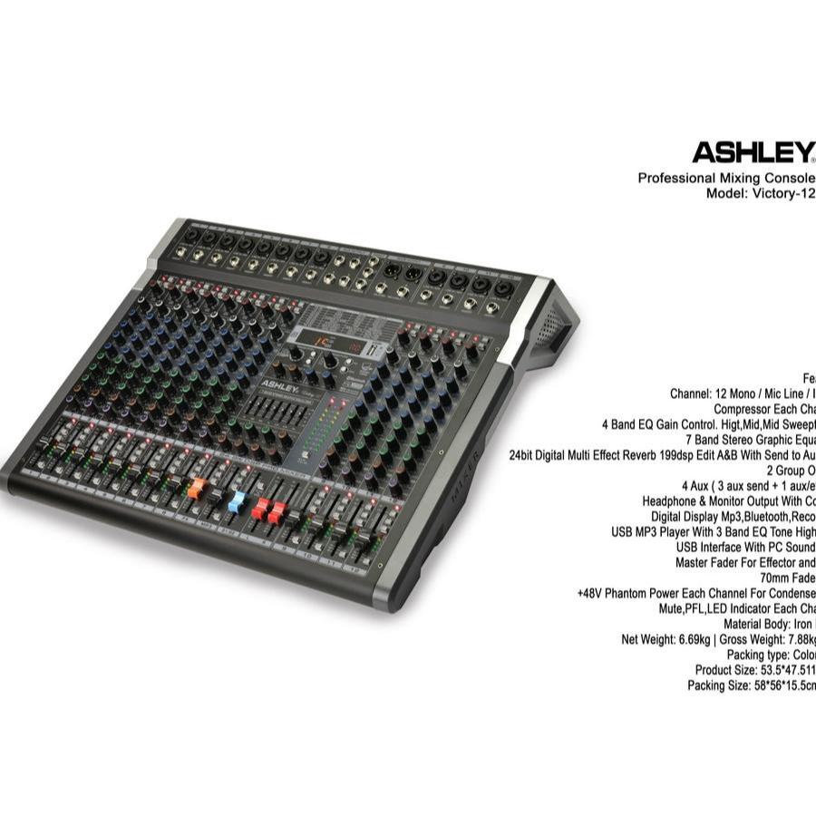 Mixer Audio Profesional ASHLEY Victory12 Victory 12 - 12 Channel + Bluetooth + USB + Efek Digital 24