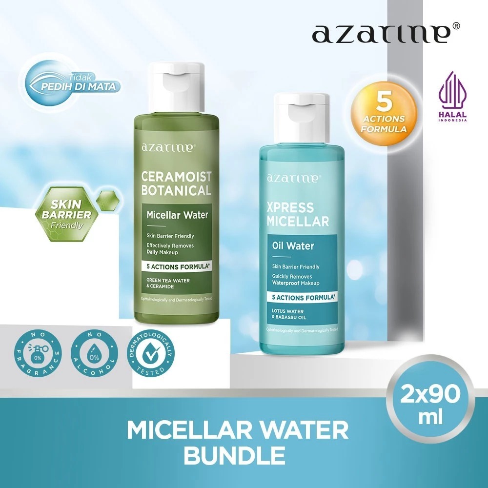 Bundle Skincare - Azarine Micellar Water  [2x90 ml] Pembersih Wajah Daily Heavy Make Up Untuk Semua 