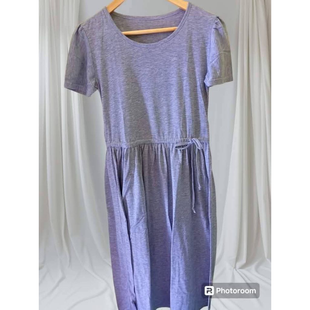 Dress kaos abu-abu | Dress polos lengan pendek bahan kaos warna abu muda | Dress casual | Dress dail