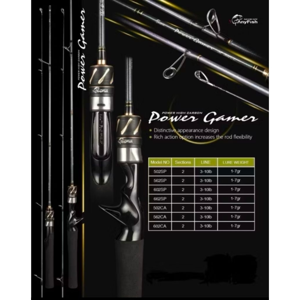 JORAN - ROD BAITCASTING ANYFISH UL POWER GAMER 150 165 CM CARBON SOLID REEL SEAT FUJI