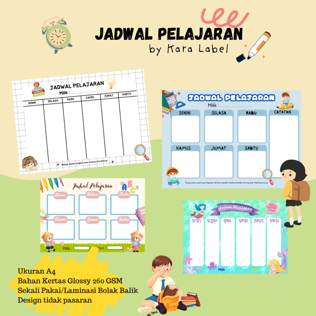 Jadwal Pelajaran/Jadwal Pelajaran Custom/Poster Jadwal Pelajaran Aesthetic /Poster Jadwal Pelajaran 