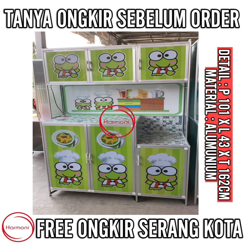 SERANG LEMARI SAYUR ALUMUNIUM RAK PIRING RAK DAPUR RAK SAYUR RAK PIRING KERAMIK RAK PIRING 3 PINTU S