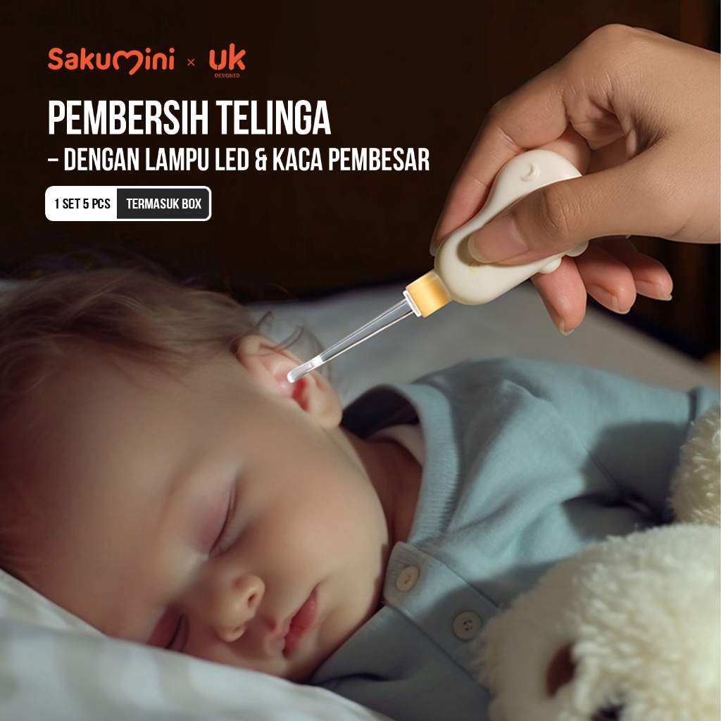 Sakumini 5in1 Earwax Cleaner Alat Pembersih Telinga Bayi LED / Korek Kuping Dengan Lampu
