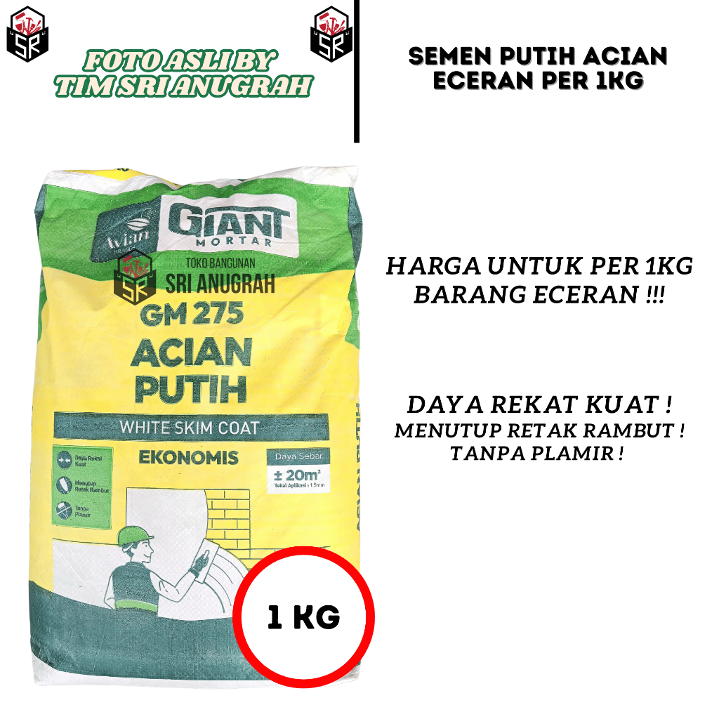 Semen Putih Acian GM Giant Mortar 270 - 1KG ECERAN