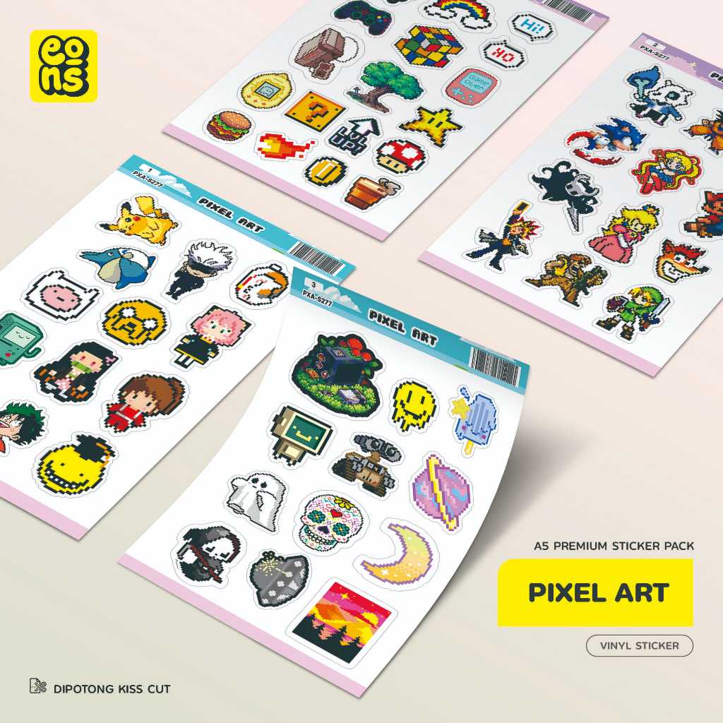 

Stiker Pack PIXEL ART Waterproof Aesthetic- untuk Laptop, Motor, dan Helm - Paper Stationery