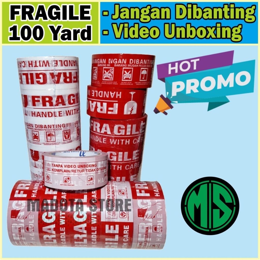 

LAKBAN FRAGILE MERAH / FRAGILE PUTIH / VIDEO UNBOXING (6PCS) 100YARD & 72YARD