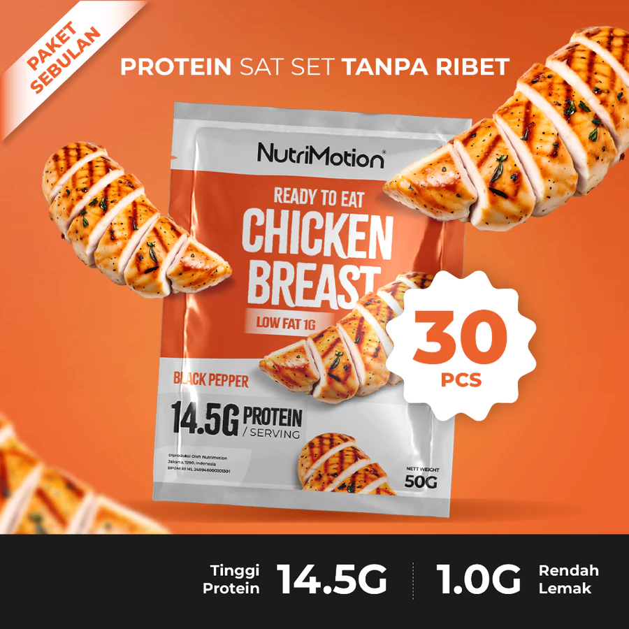 

NutriMotion Ready To Eat Chicken Breast 50g (30pcs) - Black Pepper High Protein & Low Fat
