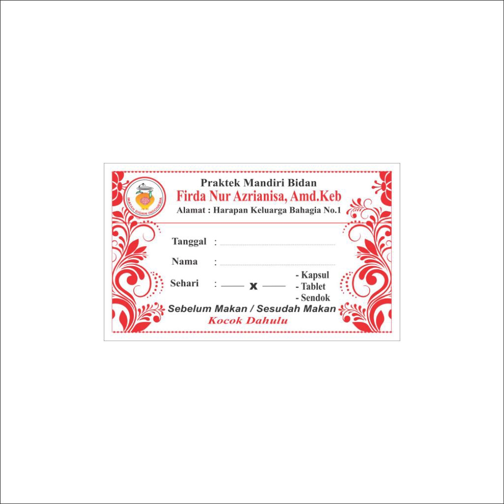 

Etiket obat motif Batik ( custom Nama/Tulisan