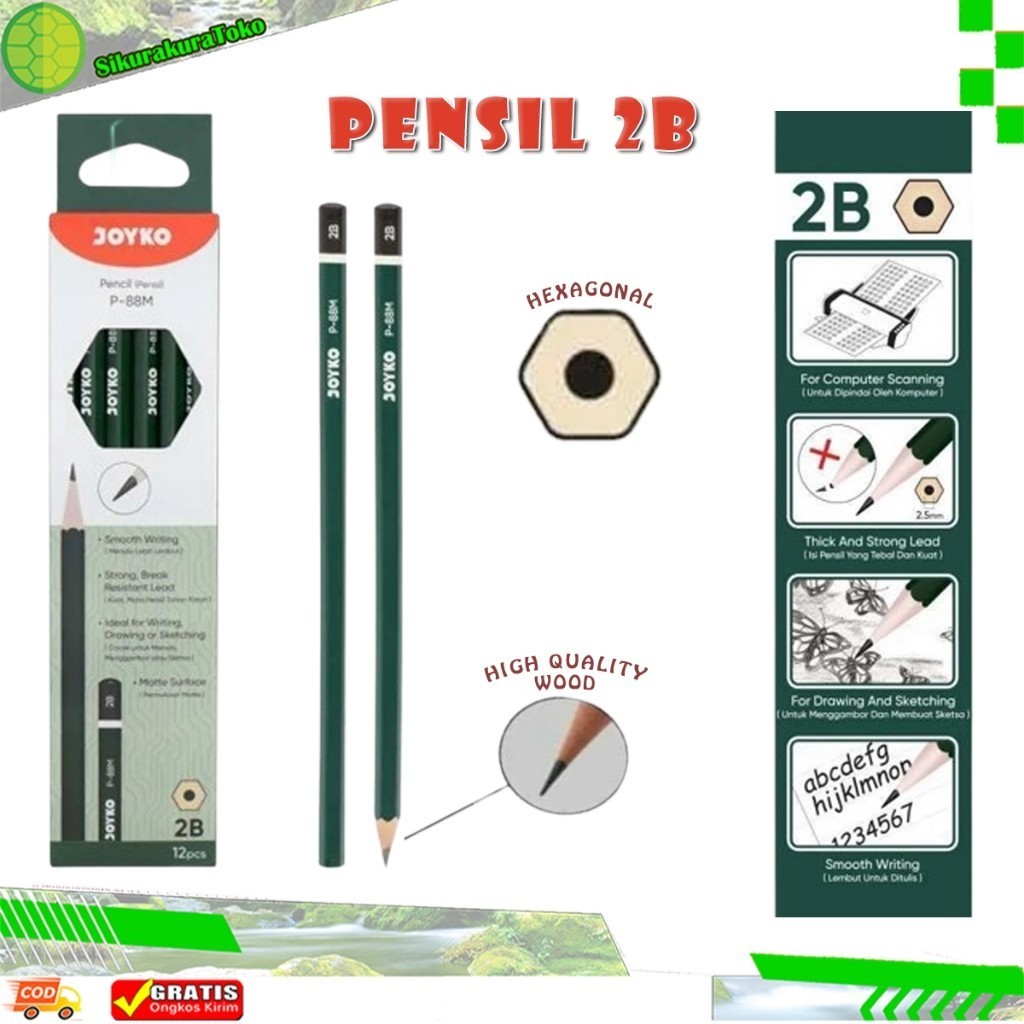 

(sko) Ecer 1 Pcs Pensil 2B Pencil Joyko P-88M 2 B