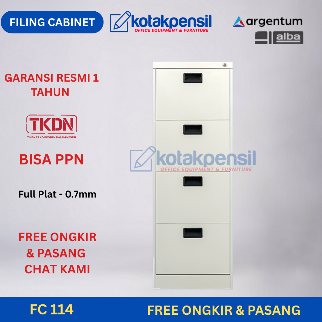 Filling Filing Cabinet ARGENTUM FC 114 |Filing Kabinet Besi |Filing Cabinet Sekolah & Kantor 4 Laci