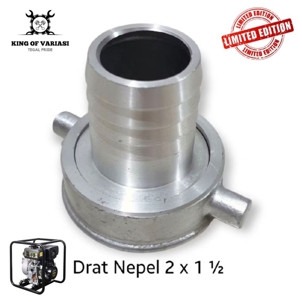 Drat Nepel Alkon Aluminium 2 x 1½ Inch Nepel Kopling Sambungan Selang Pipa Air