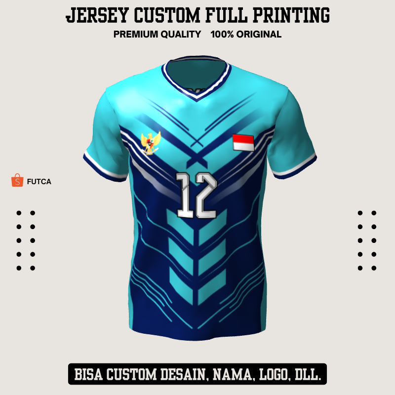 Kaos Jersey Volly Tosca Biru Motif Abstrak 342 - Jersey Olahraga Custom