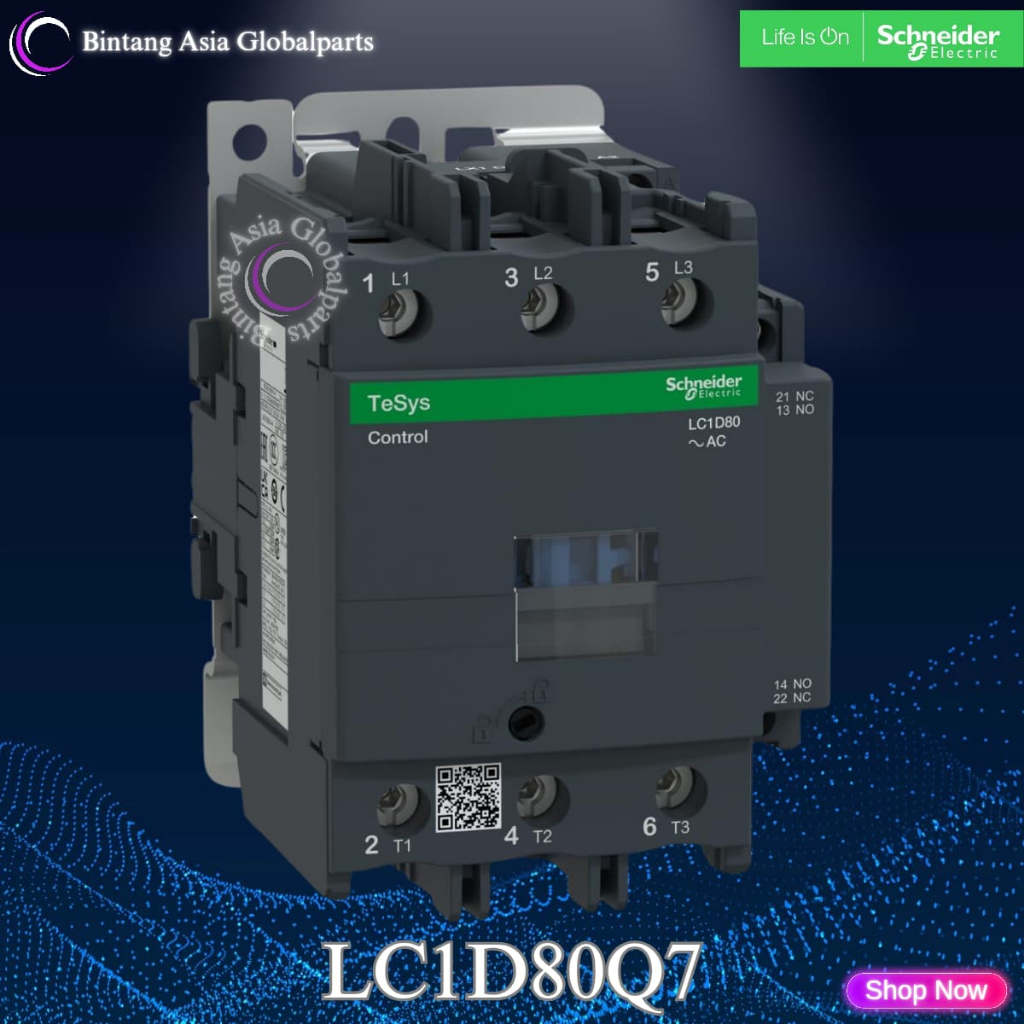 Kontaktor 3p 80a Schneider LC1D80Q7 380v Original / Kontaktor 3 Phase 80 Ampere LC1D80 / Contactor 3