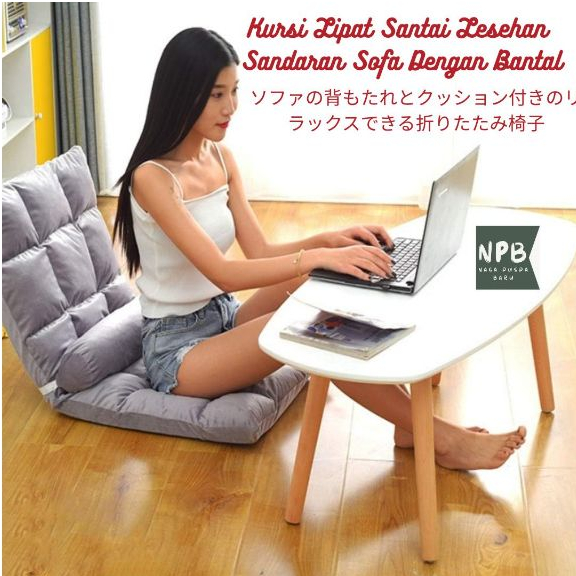 Kursi Lipat Santai Lesehan Sandaran Sofa Dengan Bantal - Bean Bag Kursi Sofa Malas + Bantal