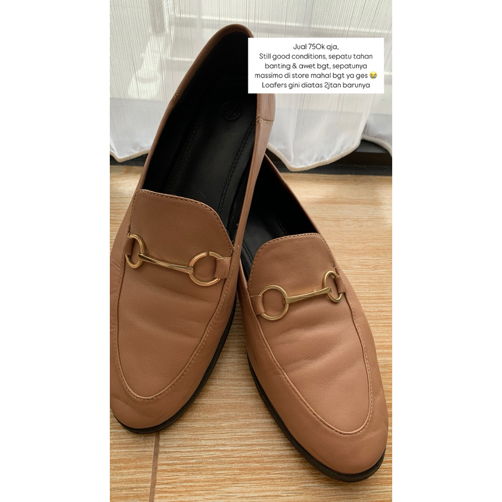MASSIMO DUTTI LOAFERS BAHAN KULIT SEPATU KULIT LOAFERS WANITA SEPATU KANTOR SEPATU RESMI